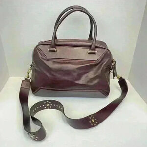 Iacucci Red Leather Handbag  Patch Crossbody strap Italian Satchel